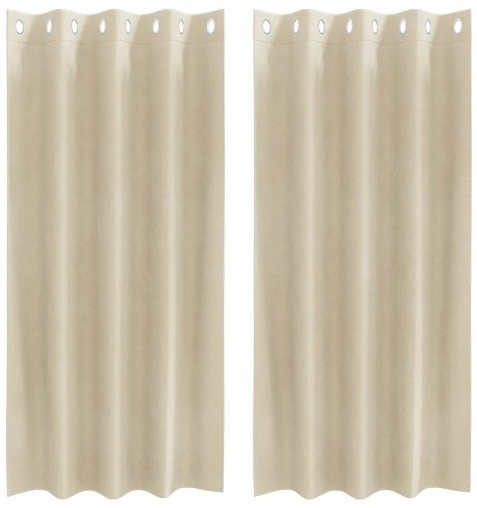 Cortinas Blackout vidaXL com Ilhós 2 pcs Veludo Creme