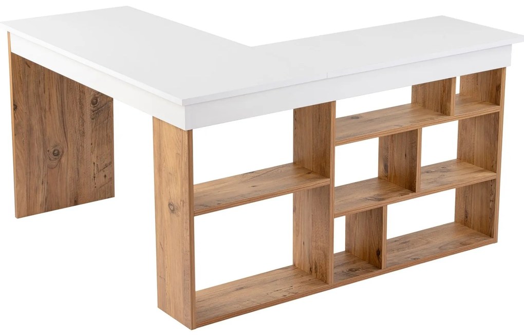 Secretária de Estudo Vesper - Branco e Pinho Atlântico - 130x72x50cm