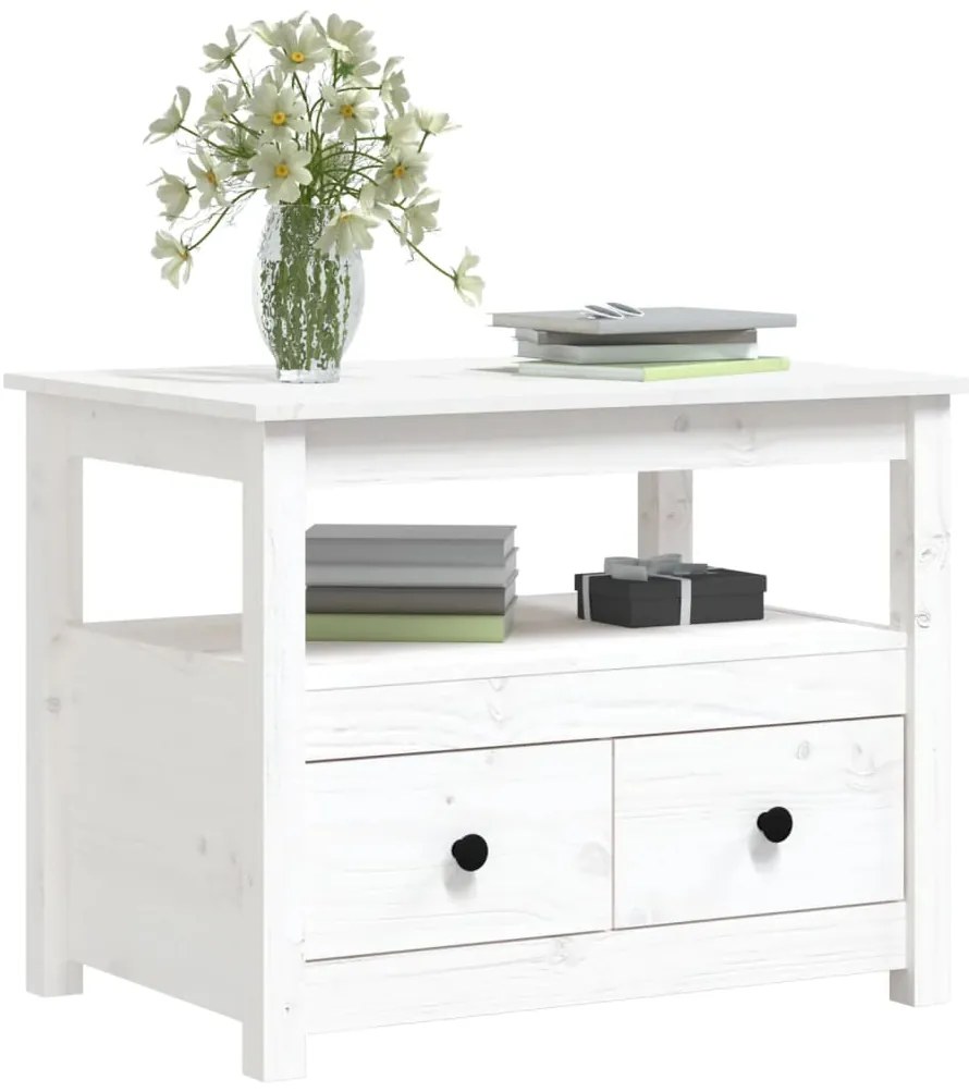 Mesa de centro 71x49x55 cm pinho maciço branco