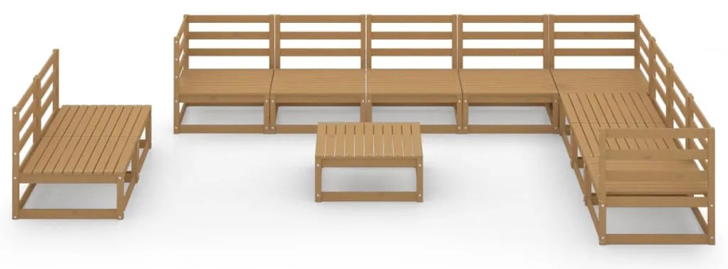 11 pcs conjunto lounge de jardim pinho sólido castanho mel