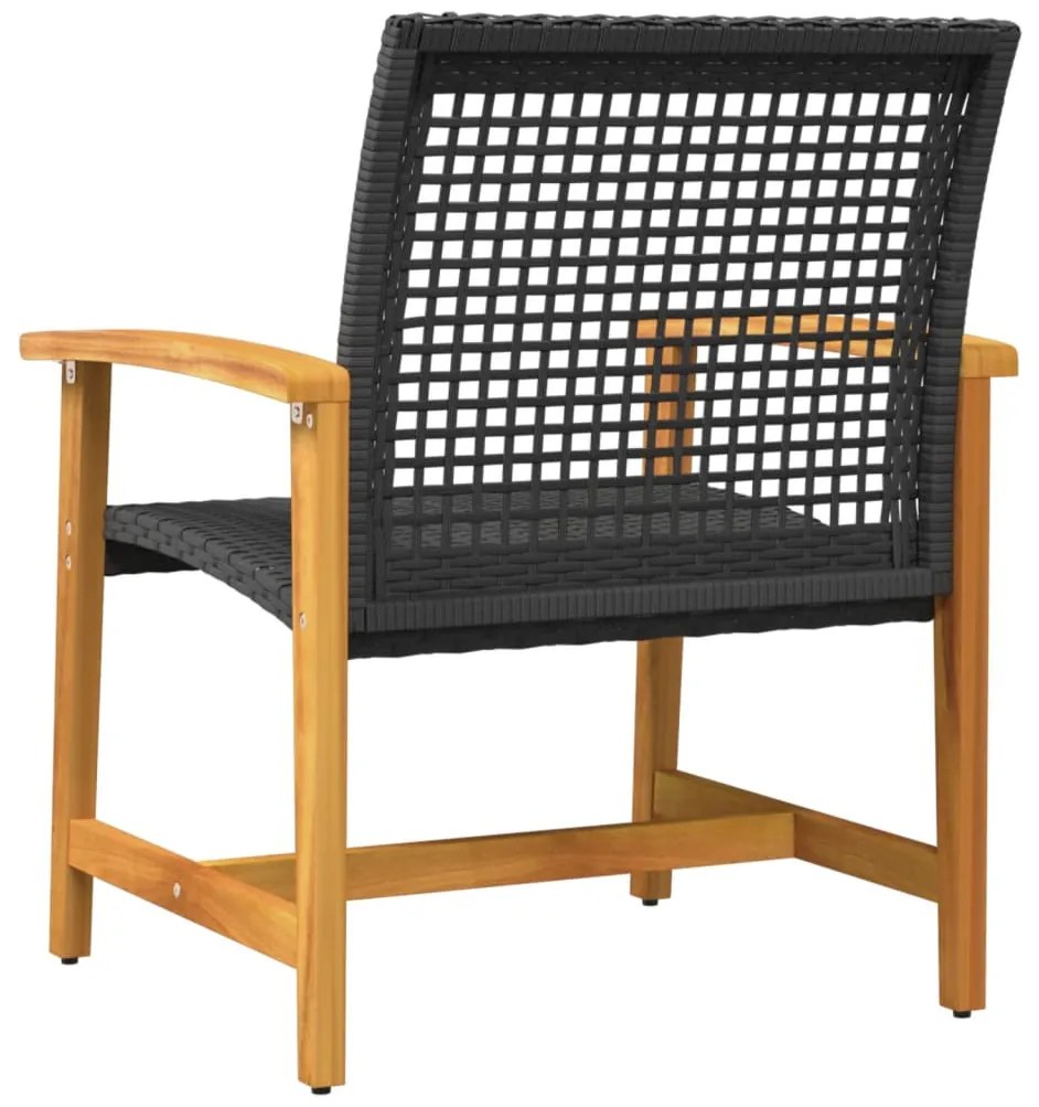 Cadeiras de jardim 2 pcs vime PE/madeira de acácia maciça preto