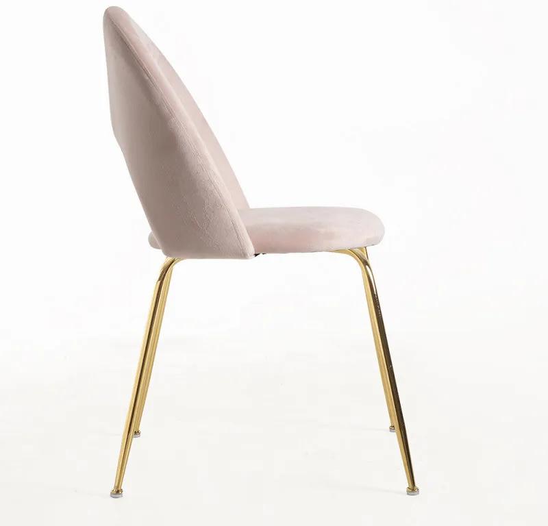 Conjunto de 2 Cadeiras Lille em Veludo Rosa com Pernas Douradas - Desi
