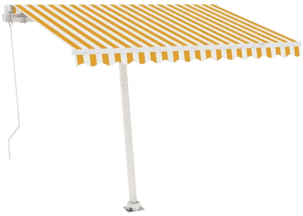 Toldo retrátil manual com LED 350x250 cm amarelo e branco