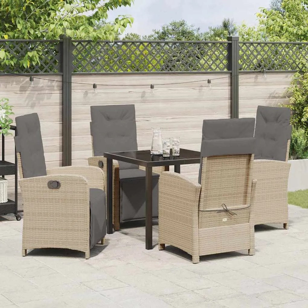 Conjunto de Jantar de Jardim com 5 Peças da com Almofadas Beiges em Po