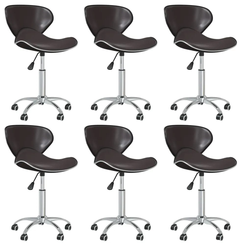 vidaXL Cadeiras de jantar giratórias 6 pcs couro artificial castanho