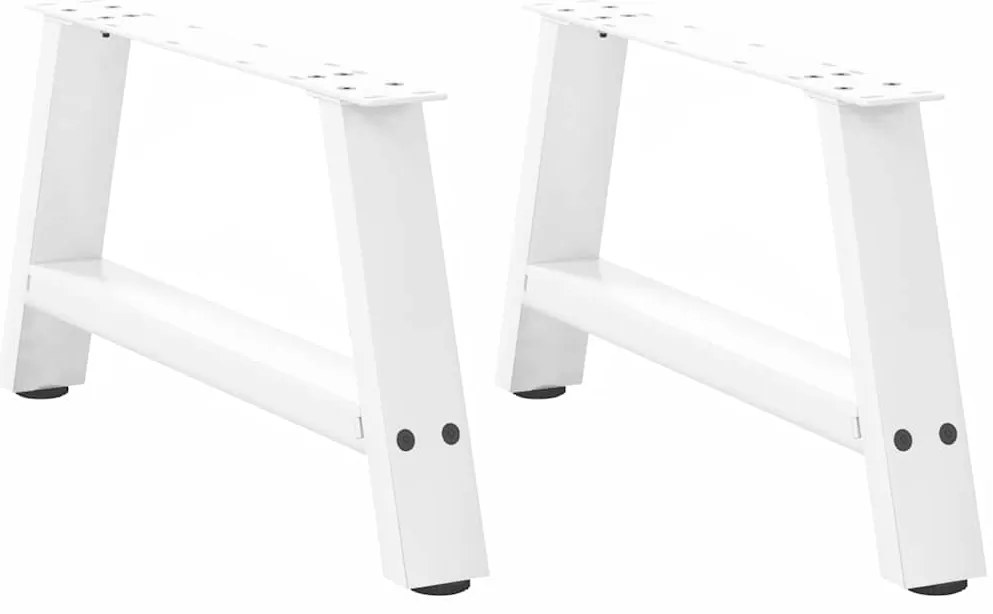 vidaXL Pés para mesa de centro em formato A, 2 peças, branco, 70x (30-31) cm, aço