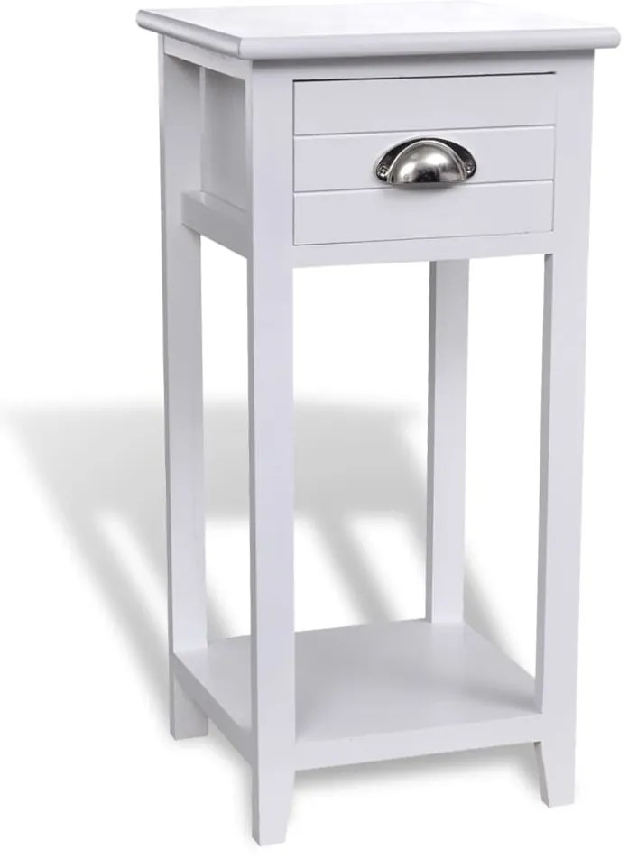 Mesa de cabeceira com 1 gaveta, branco