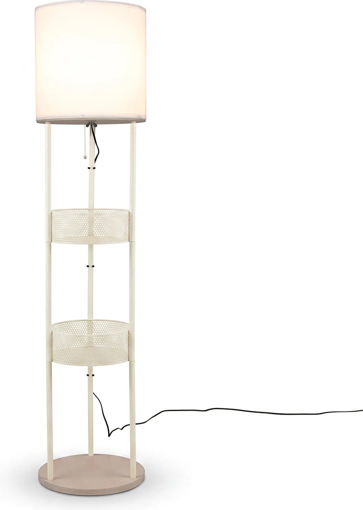 Candeeiro de Pé com Prateleiras de Arrumação, 36 x 36 x 158 cm, 3 Níveis de Arrumação, Branco