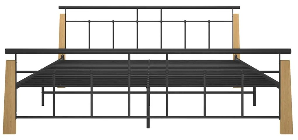 Estrutura de cama 180x200 cm metal e madeira de carvalho maciça