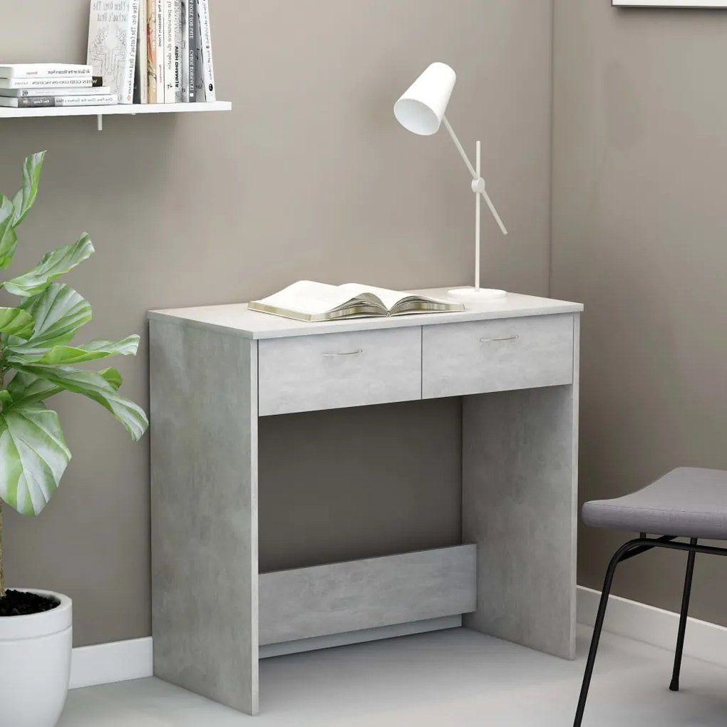 vidaXL Secretária 80x40x75 cm derivados de madeira cinzento cimento