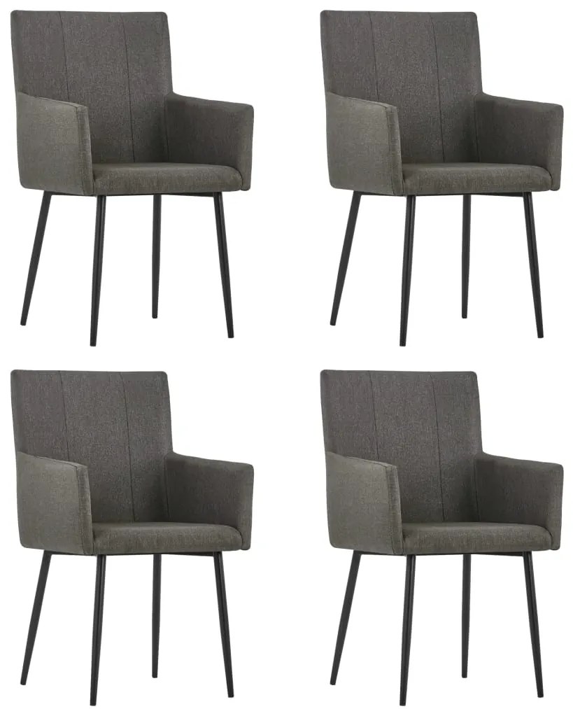 vidaXL Cadeiras jantar c/ apoio braços 4 pcs tecido cinza-acastanhado
