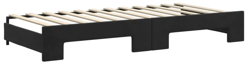 Sofá-cama com gavetão 90x200 cm veludo preto