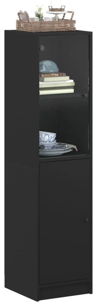 Aparador alto c/ porta de vidro 35x37x142 cm preto