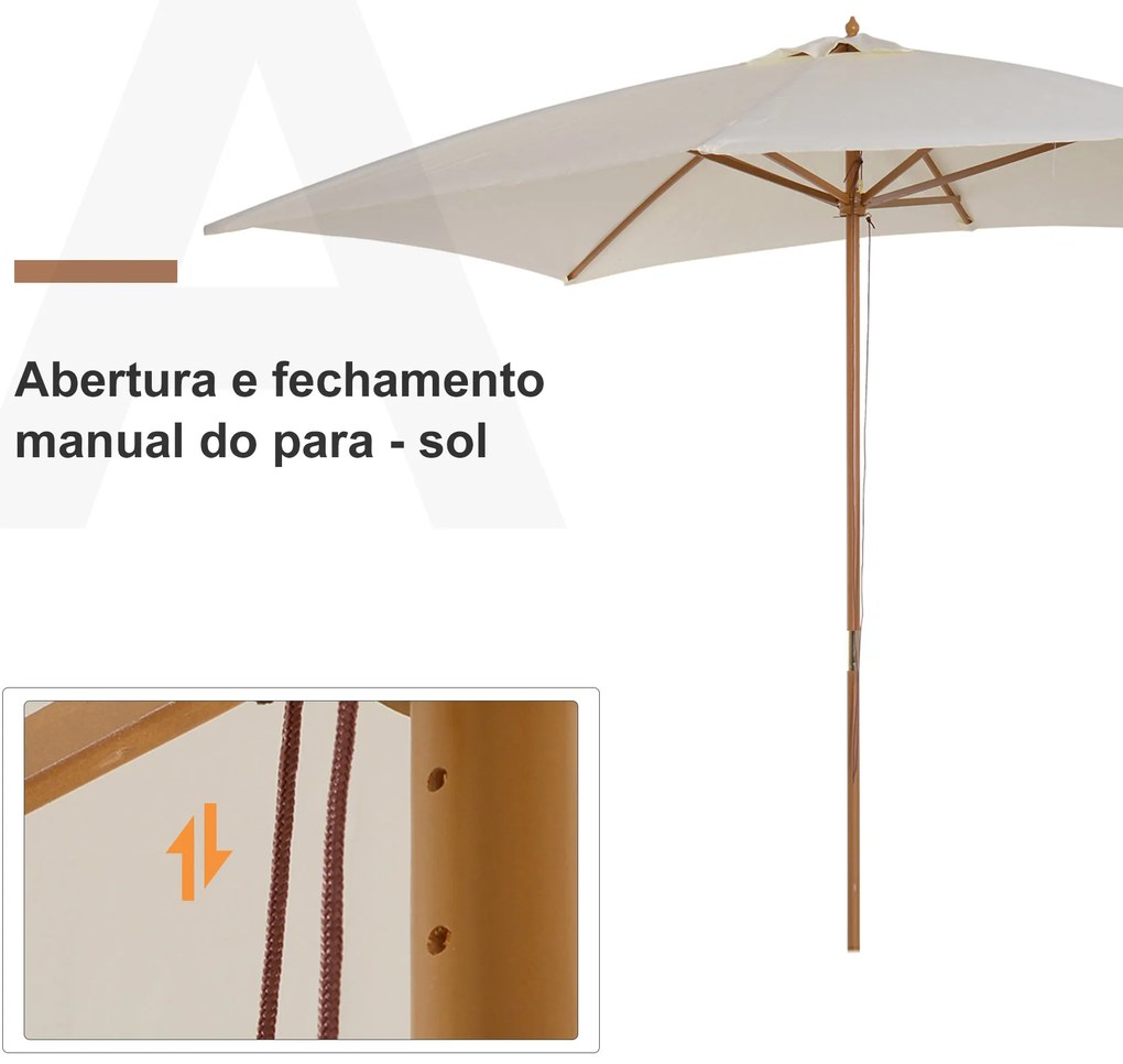 Chapéu de Sol de Jardim com Sistema de Polia Teto Ventilado e Mastro d