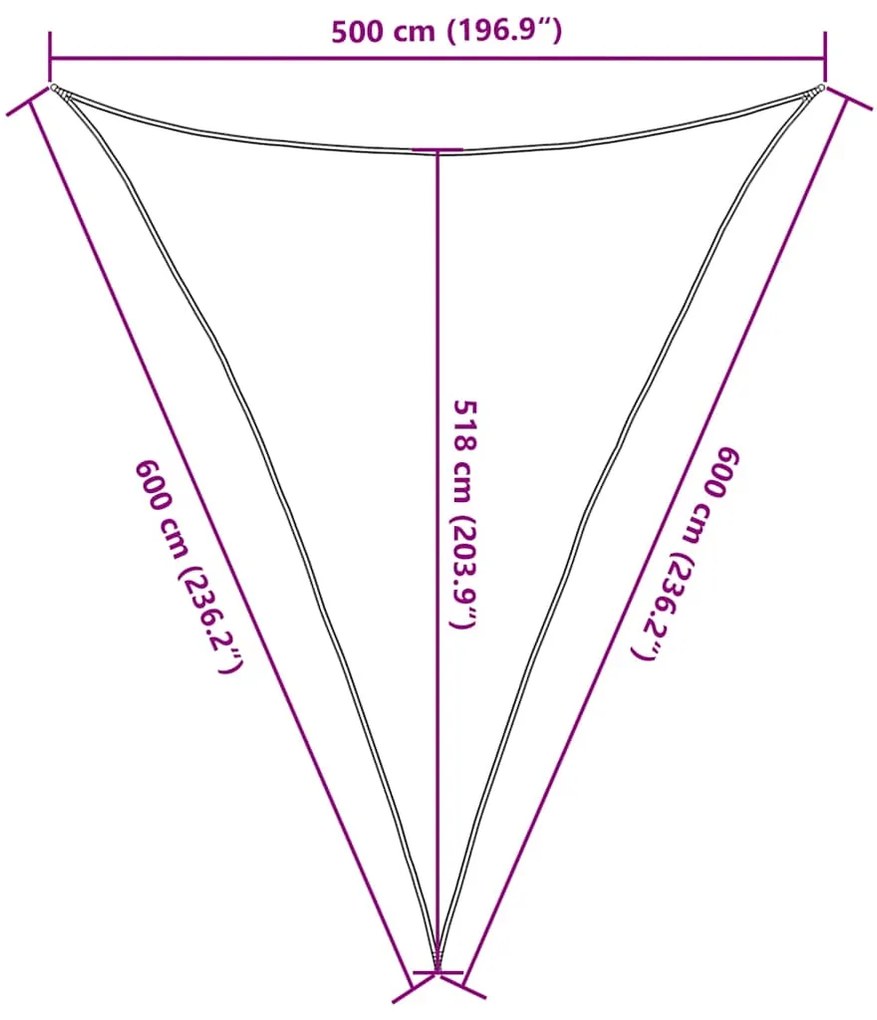 Para-sol estilo vela triangular 160 g/m² 5x6x6 m PEAD azul