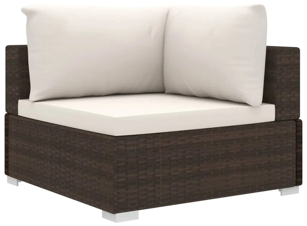 8 pcs conjunto lounge jardim c/ almofadões vime PE castanho
