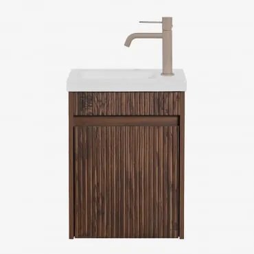 Conjunto De Móvel De Casa De Banho Suspenso Em Madeira Com Lavatório Integrado Narek Madeira Escura & Sem Espelho & Castanho - Sklum