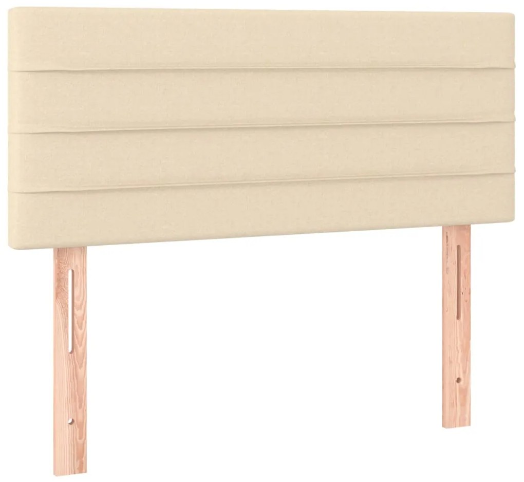 Cama box spring c/ colchão e LED 90x190 cm tecido cor creme