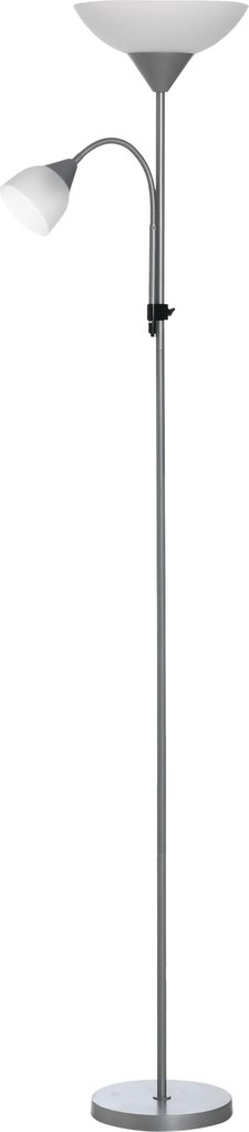 Candeeiro de pé, candeeiro de sala com 2 cabeças com casquilhos E27 e E14, base em metal, dim. Ø28 x 179,5 cm (altura)