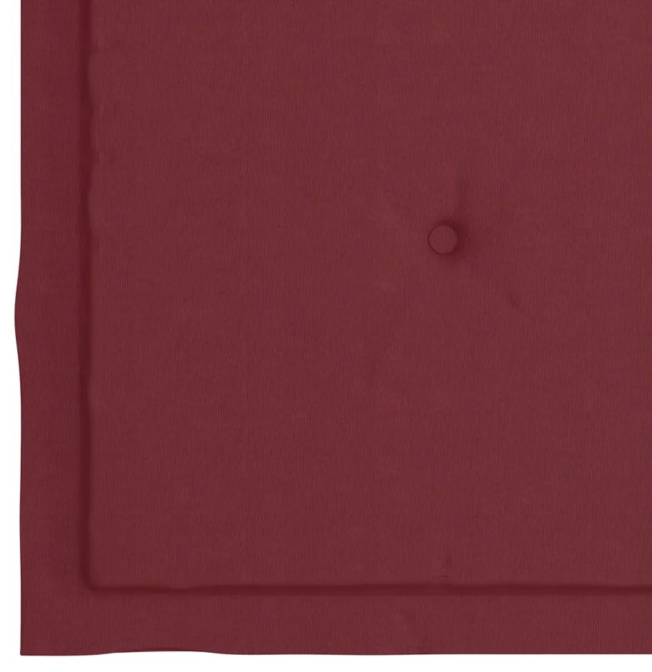 Cadeiras de jardim almofadões vermelho tinto 6 pcs teca maciça