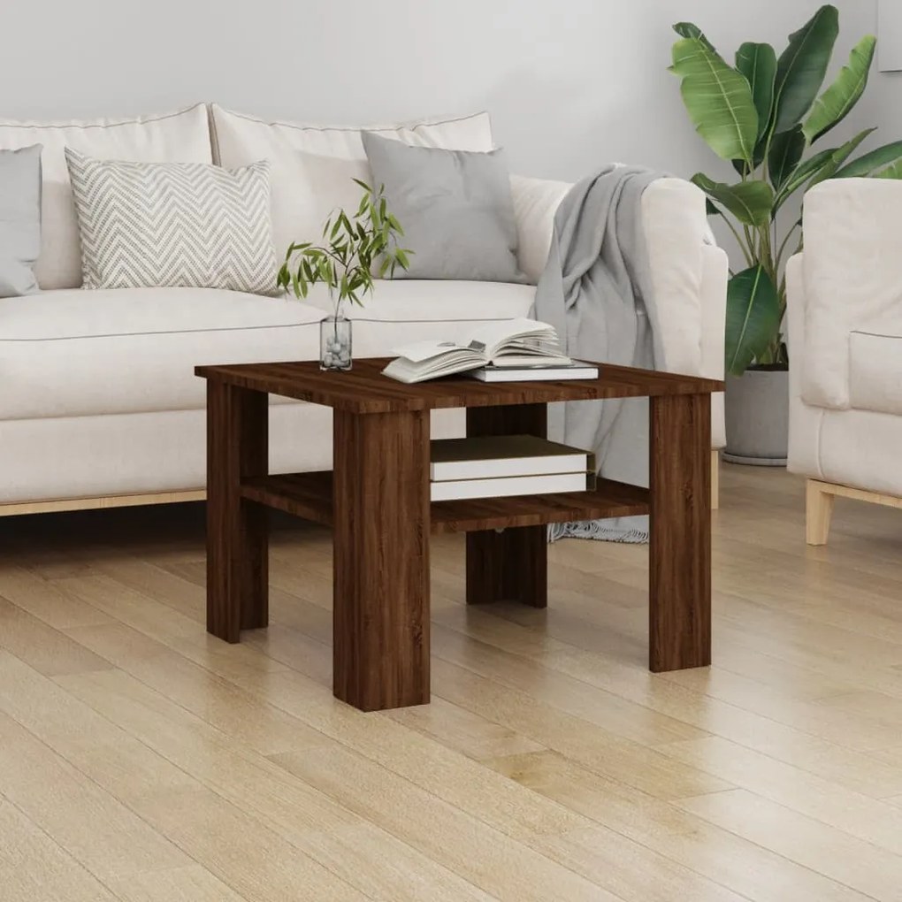 Mesa centro 60x60x42 cm derivados de madeira carvalho castanho
