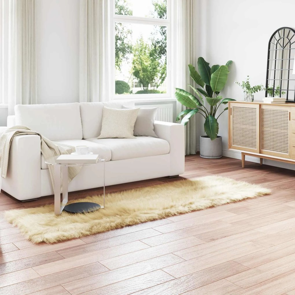 vidaXL Tapete Sintético de Pele de Ovelha Tafalla Creme 80 x 250 cm