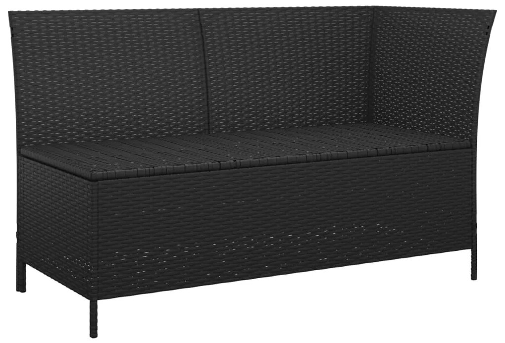 3 pcs conjunto lounge de jardim c/ almofadões vime PE preto