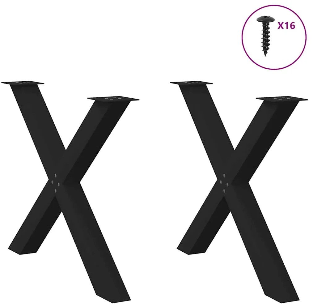 Pés para mesa de jantar em formato de X, 2 peças, preto, 90x (72-73) c