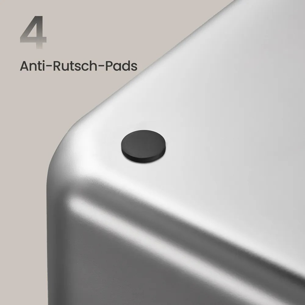 Caixa de areia para gatos em aço inoxidável 60 x 40 x 38 cm, com tampa e pá Cinzento