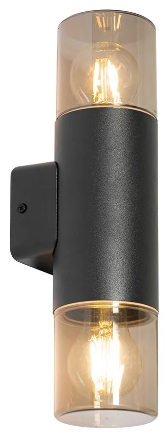 Candeeiro de parede exterior moderno preto 2-luzes IP44 - Odense Moderno