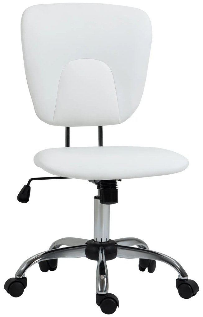Vinsetto Cadeira de Escritório Giratória Couro PU Altura Ajustável Função Basculante Confortável Moderno 50x54x87,5-96,5cm Branco | Aosom Portugal