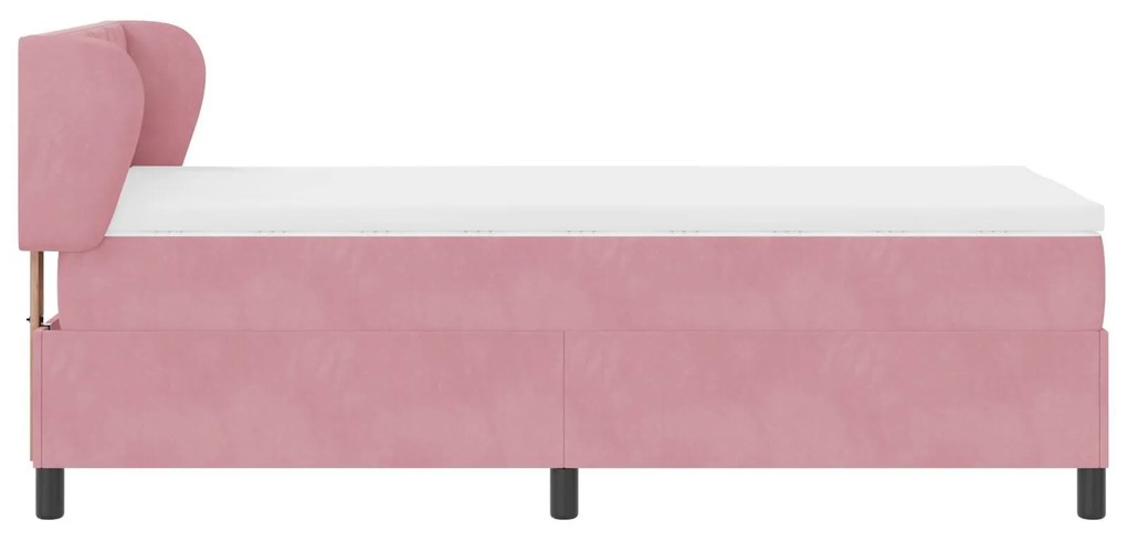 Cama Box com Colchão vidaXL Rosa 90x190 cm em Veludo