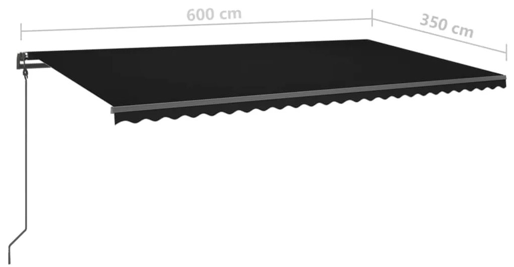 Toldo retrátil manual com LED 6x3,5 m antracite