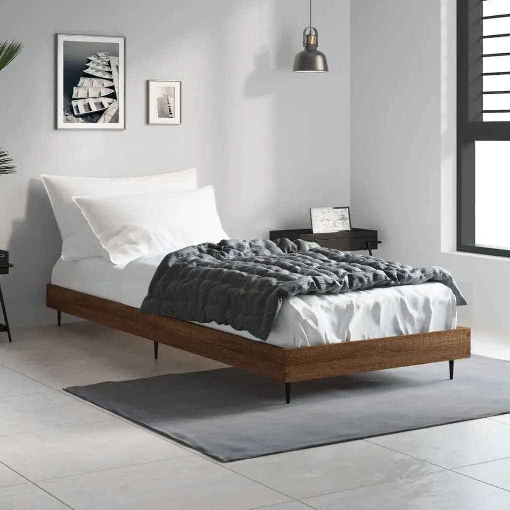 Estrutura cama s/ colchão derivados madeira carvalho castanho