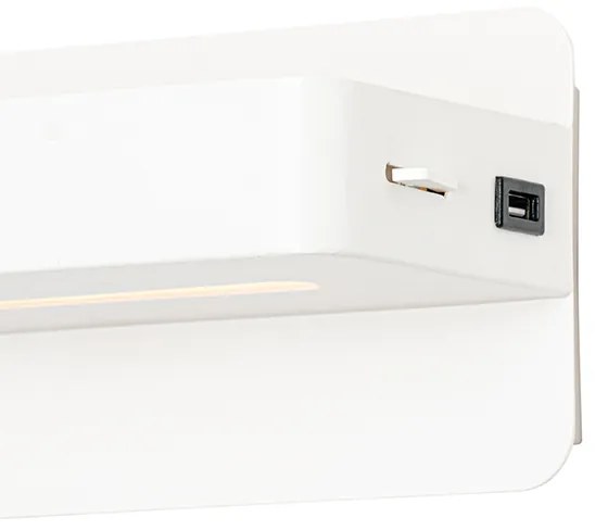 Candeeiro de parede moderno branco incl. LED com USB - Ted Moderno