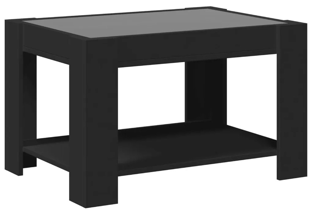 Mesa de centro c/ LEDs 73x53x45 cm derivados de madeira preto