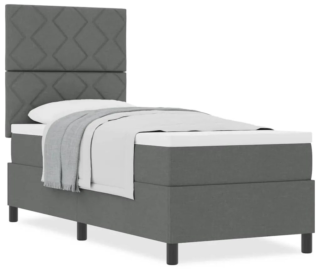 Cama Box Spring com Colchão Cinza Escuro 80x200 cm Tecido