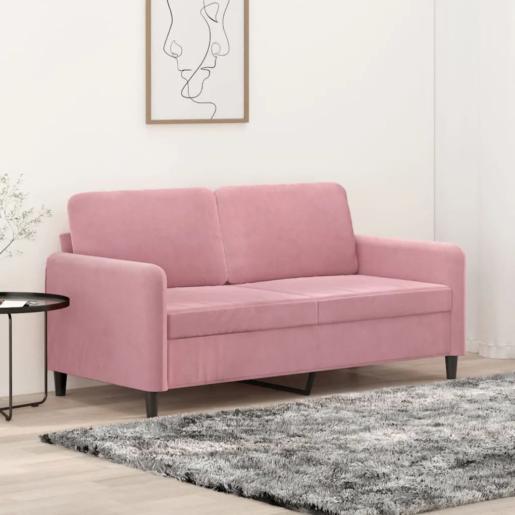 vidaXL Sofá de 2 lugares veludo 140 cm rosa