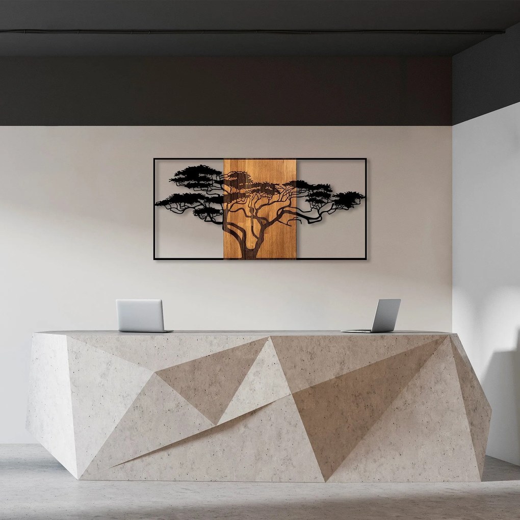 Acessório Decorativo de Parede Acácia – Preto e Nogueira – 147 x 3 x 7