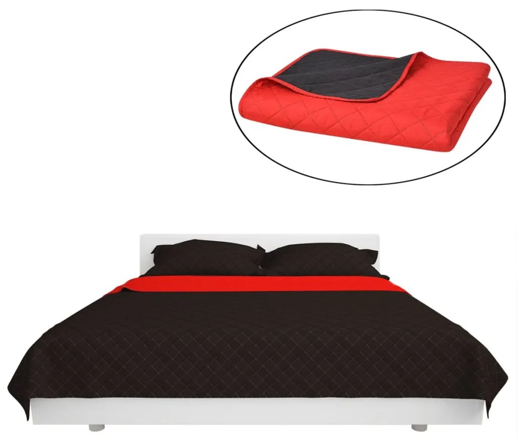 Colcha dupla face acolchoada 220x240 cm vermelho e preto