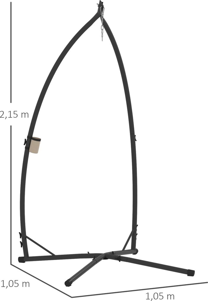 Suporte para Cadeira Suspensa com Estrutura de Aço e Suporte para Copos Suporte para Cadeira de Baloiço 105x105x215 cm Preto