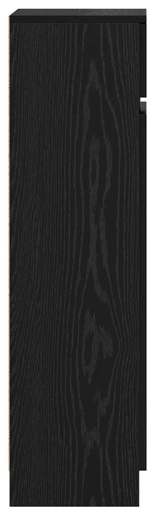 Cabine de Sapatos Carvalho Preto 100.5x28x100 cm Madeira Engenheirada