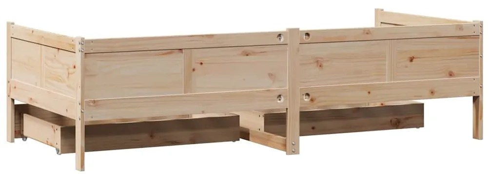 Sofá-cama com gavetas 80x200 cm madeira de pinho maciça