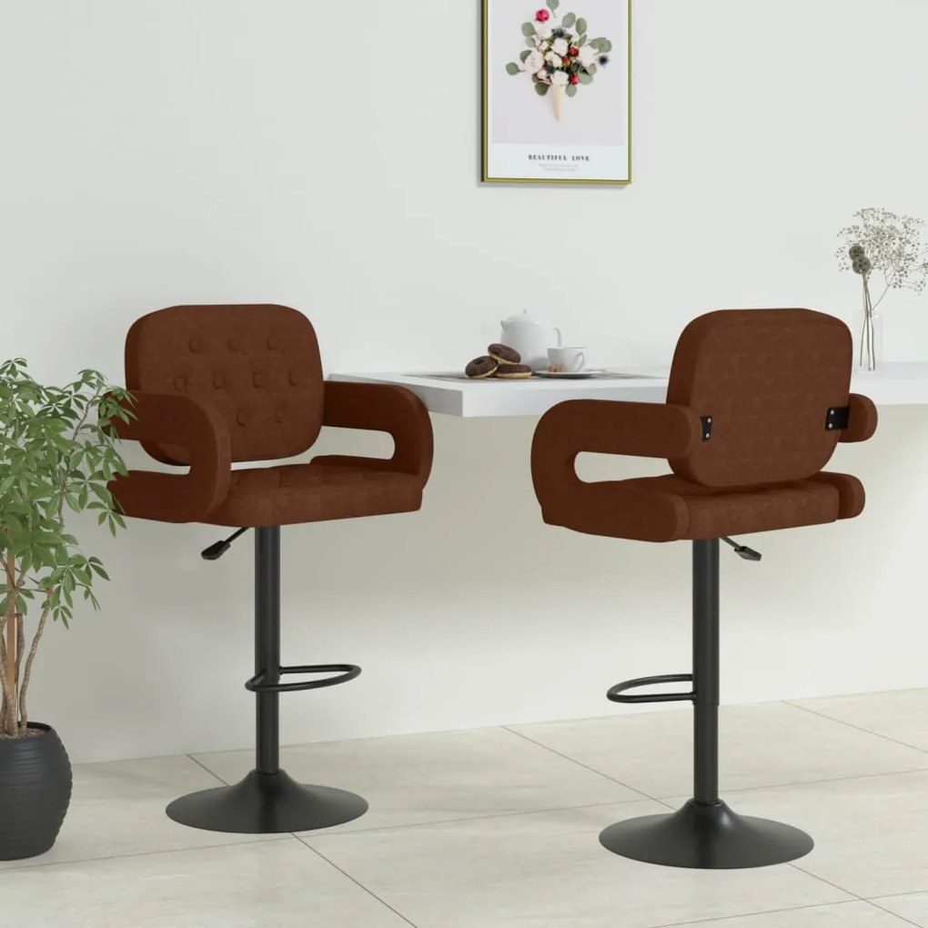 vidaXL Bancos de bar 2 pcs tecido castanho
