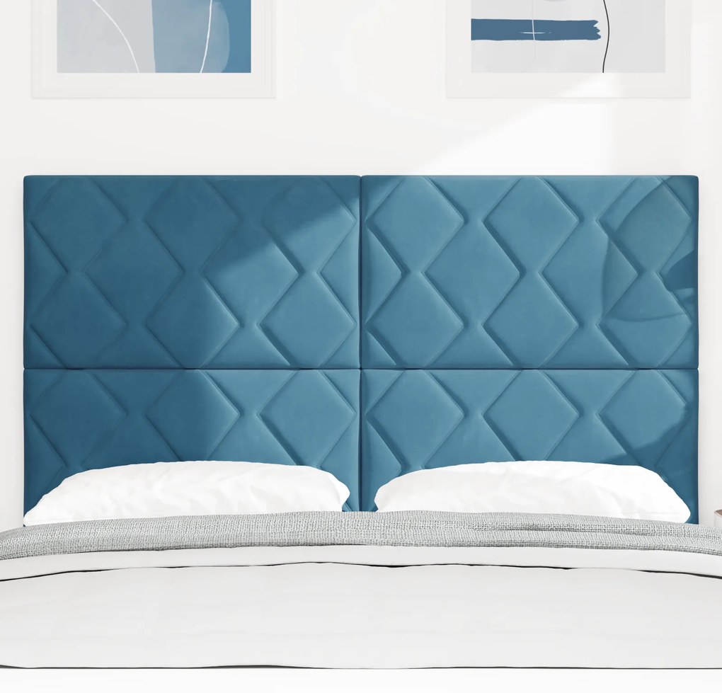 Cabeceira Design de Blocos de Diamante Azul Marinho 140 cm Veludo