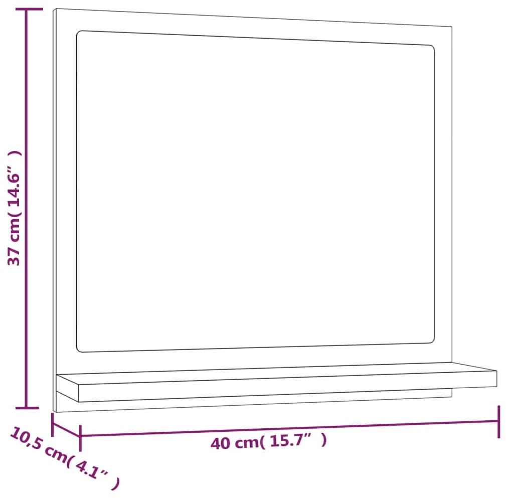 Espelho WC 40x10,5x37 cm derivados de madeira sonoma cinza