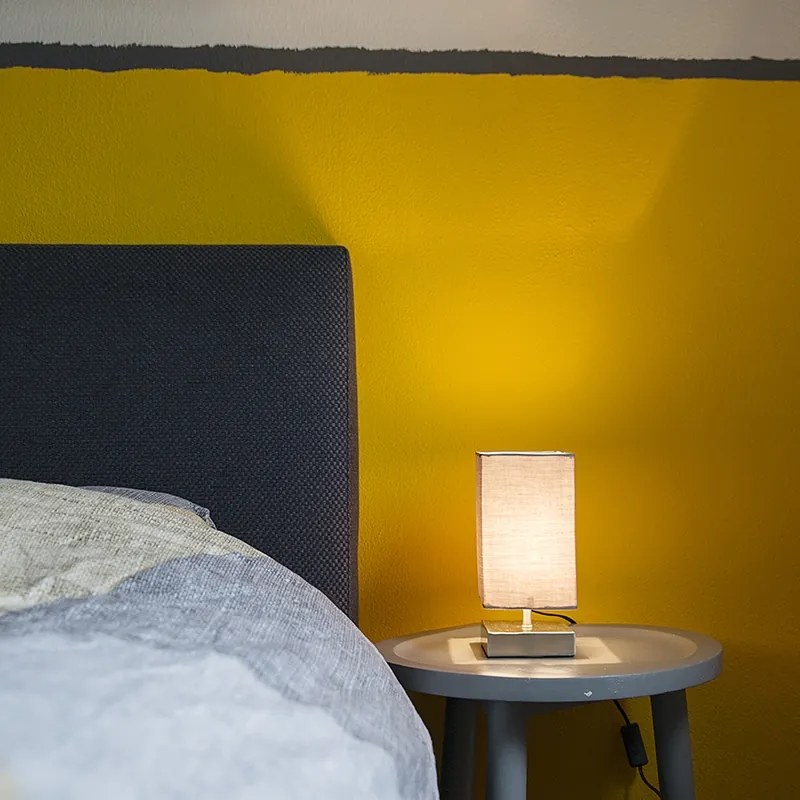 Candeeiro de mesa moderno cinzento com aço - Milo