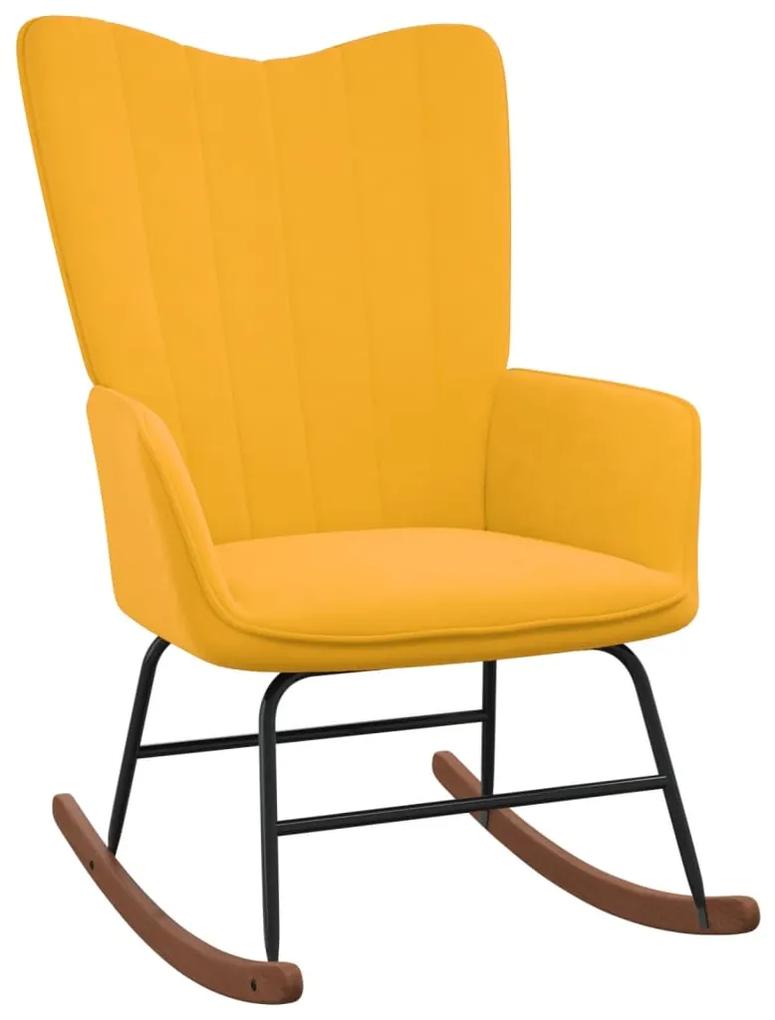Cadeira de baloiço com banco veludo amarelo mostarda