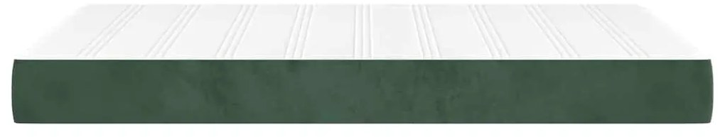 Colchão de molas ensacadas 120x220x20 cm veludo verde-escuro