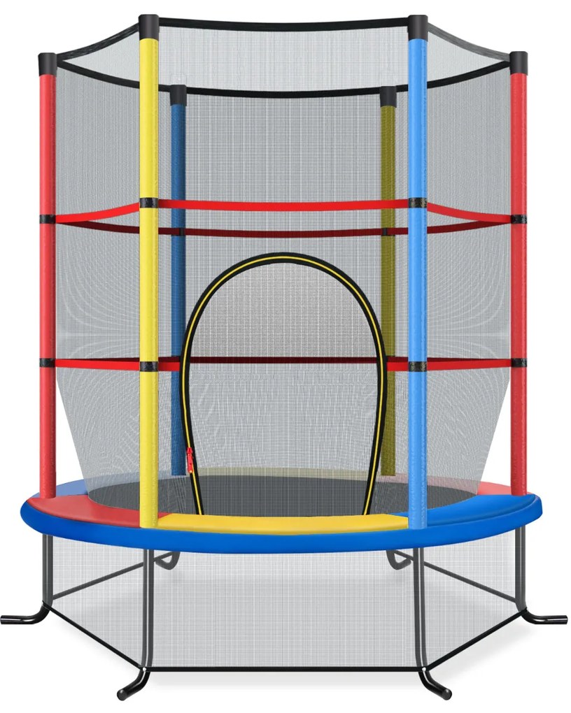 Trampolim para crianças 165 cm com rede de segurança e almofada de mola recreativa Estrutura em aço Multicolorido